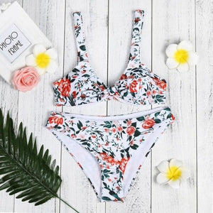 Embroidery Women Bikini Set Swimwear Push-Up