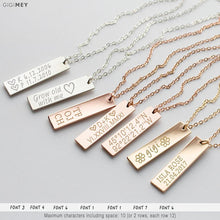 Silver Bar Necklace, Gold Bar, Silver Name